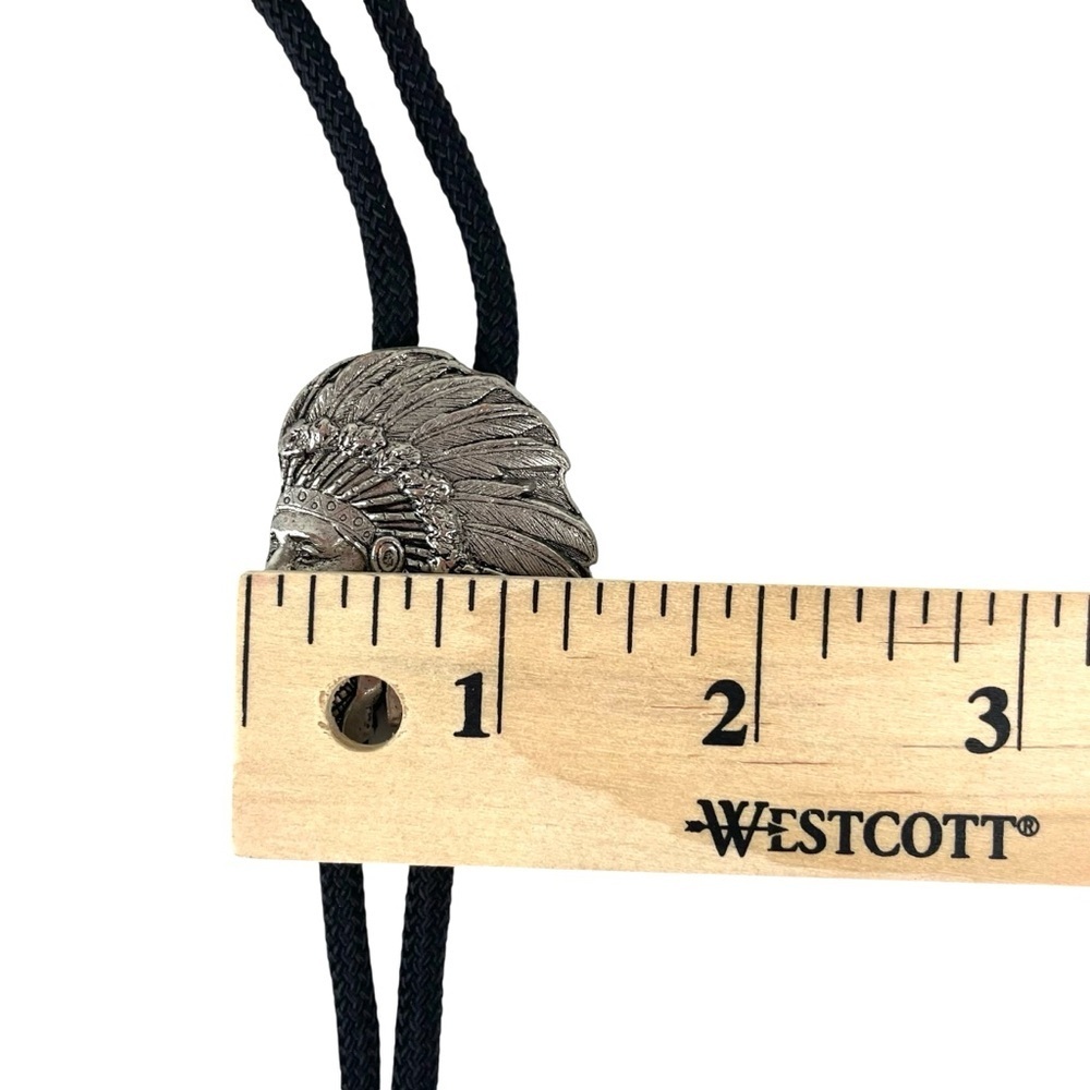 Vintage Siskiyou 1994 Bolo Tie Indian Chief Head Pewter, Adjustable Southwestern - Picture 9 of 10